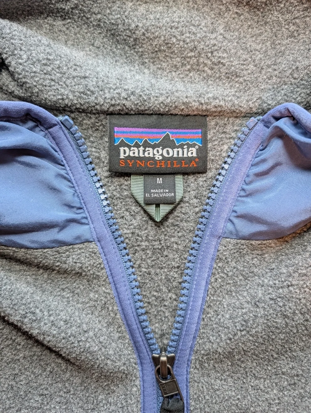 Patagonia Grey Blue Mock Neck Half-Zip Synchilla Marsupial Fleece Pullover M